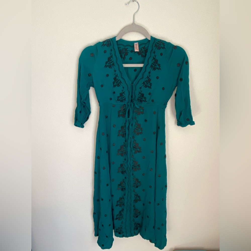 Boho Teal Midi Dress